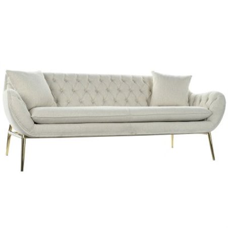 3-istuttava sohva DKD Home Decor Beige Polyesteri Metal Golden (195 x 90 x 78 cm)