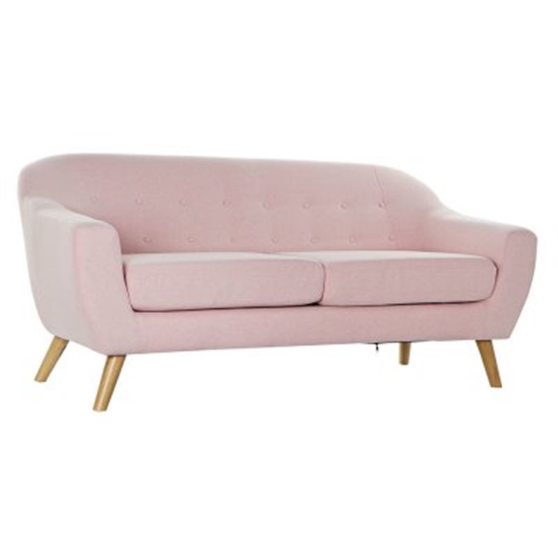 3-istuttava sohva DKD Home Decor Polyesteri Kumipuu Vaaleanpunainen (172 x 80 x 81 cm)