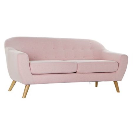3-personers sofa DKD Home Decor Polyester Gummi træ Lys pink (172 x 80 x 81 cm)