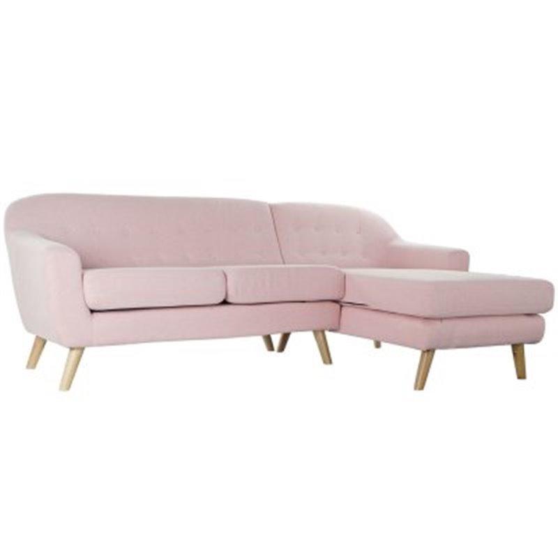 3-mans soffa DKD Home Decor Polyester Gummiträ Ljusrosa (226 x 144 x 84 cm)