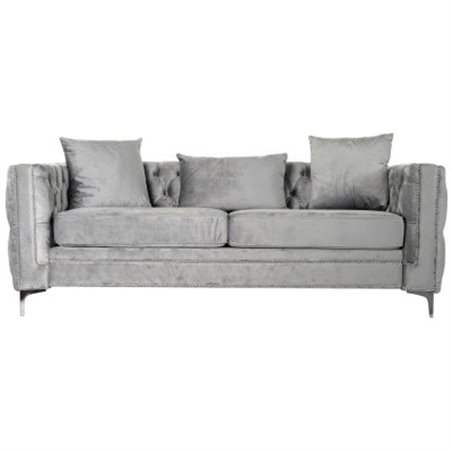 3-istuttava sohva DKD Home Decor Polyesteri Metalli Vaaleanharmaa (210 x 88 x 76 cm)