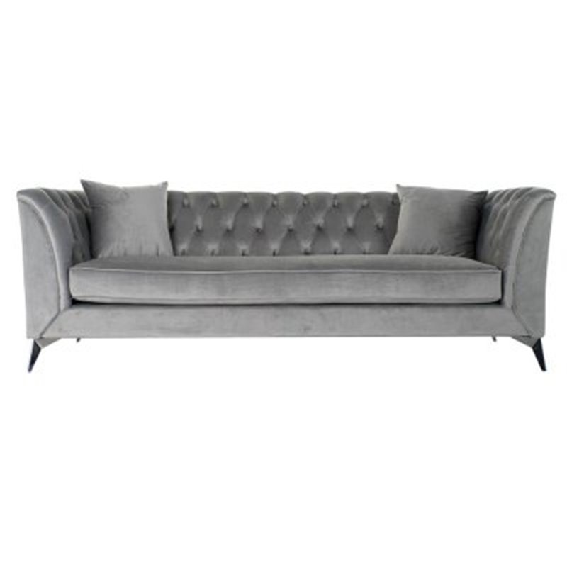 3-mans soffa DKD Home Decor Polyester Metall Ljusgrå (230 x 88 x 81 cm)