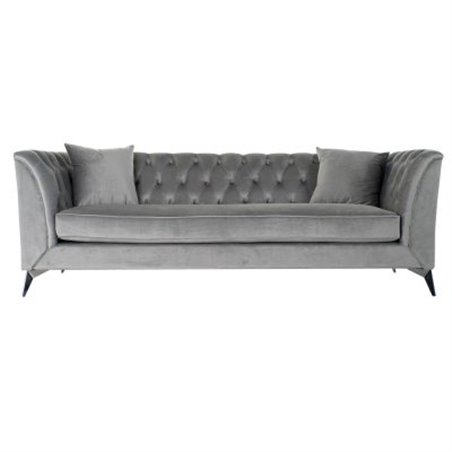 3-mans soffa DKD Home Decor Polyester Metall Ljusgrå (230 x 88 x 81 cm)