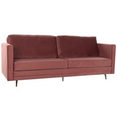3-mans soffa DKD Home Decor Röd Polyester Metall Gyllene (210 x 78 x 85 cm)
