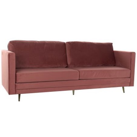 3-personers sofa DKD Home Decor Rød Polyester Metal Gylden (210 x 78 x 85 cm)