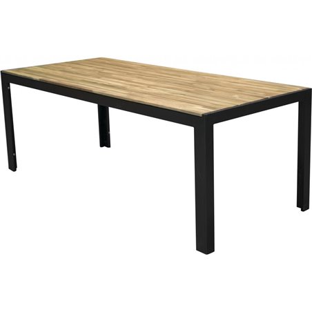 Puinen ruokapöytä 205 * 90 cm - mustat jalat / akaasia
