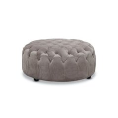 Pall/Puff Chesterfield - Chester - Ljusgrå - Sammet