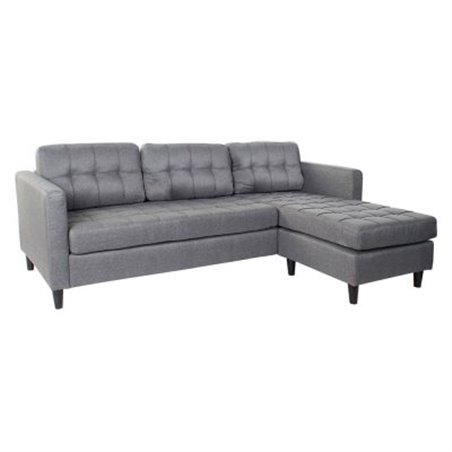 Leposohva / Divaani sohva DKD Home Decor Polyesteri Kumipuu Moderni Tummanharmaa (219 x 151 x 80 cm)