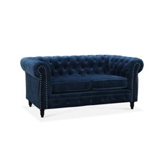 Soffa 2-Sits Chesterfield Cambridge - Blå - Sammet