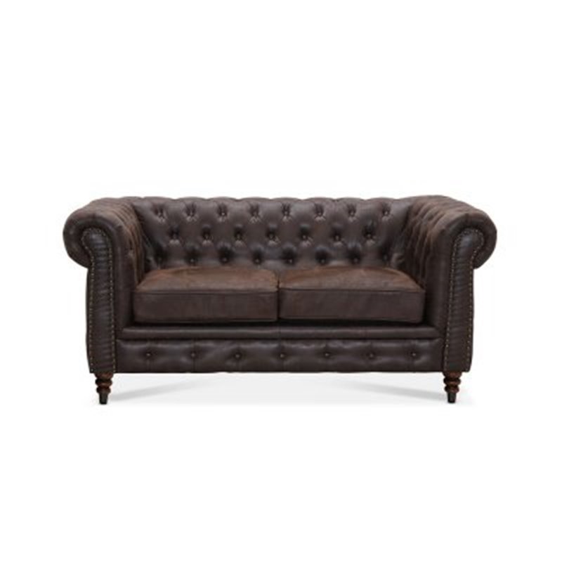 Sofa 2-sædet Chesterfield Cambridge - Brun - Vintage stof / mikrostof