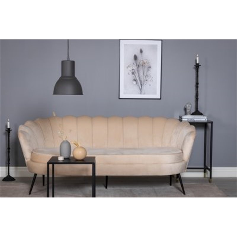 Calais Sofa 3-personers - Beige Velvet - Sorte ben