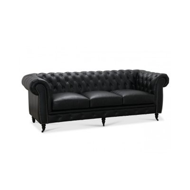 Sofa 3-personers Chesterfield Cambridge - Sort - Olieret/vokset læder