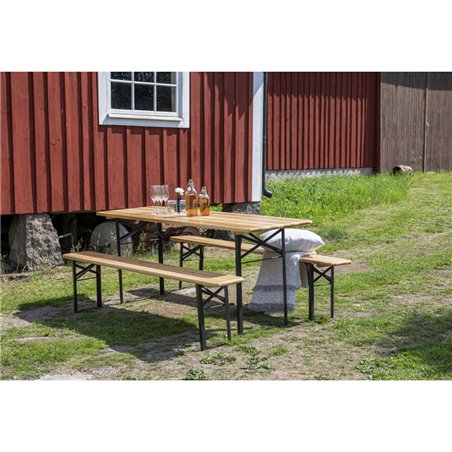 Guniess - vikbara bord + bänkar, svart / träbänk 25cm