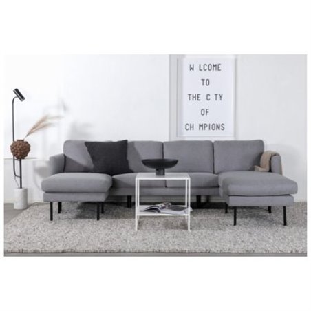 Zoom U-Sofa - Sort / Stålgrå Stof