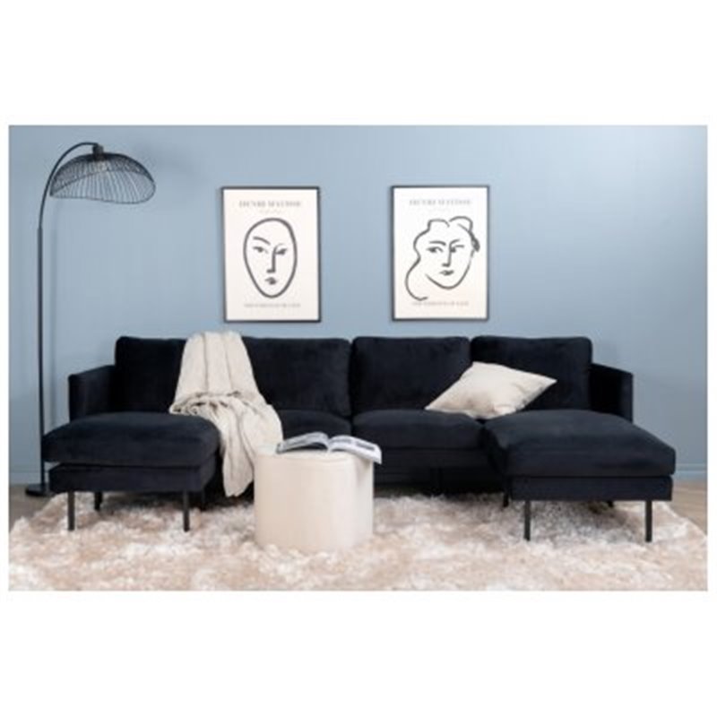 Zoom U-Sofa - Black / Black Velvet