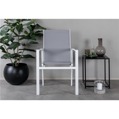 Parma - stol (stapelbar) - vit Aluminium/Grå textilene/Grå aintwood