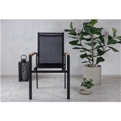 Texas - stol (stapelbar) - svart / teaklåda
