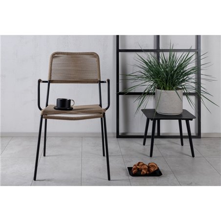 Lindos - Arm stol - svart Aluminium / Latte Rep