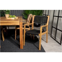 Loungestol / Lænestol Little John 2-Pack - Sort / Træ / Acacia