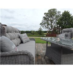 Loungegruppe Washington - 1 sofa + 2 lænestole + 1 bord + hynder - grå