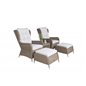 Loungegruppe Washington - 2 lænestole + 2 fodskamler + 1 bord + hynder - Natur / Lys beige