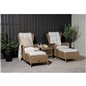 Loungegruppe Washington - 2 lænestole + 2 fodskamler + 1 bord + hynder - Natur / Lys beige