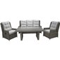Loungegruppe Wembley - 1 sofa + 2 hvilestole + 1 bord + hynder - lysegrå / grå