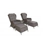 Loungegruppe Washington - 2 lænestole + 2 fodskamler + 1 bord + hynder - grå