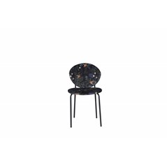 Vault Dining Chair - Brass legs - Black Flower printed fabric