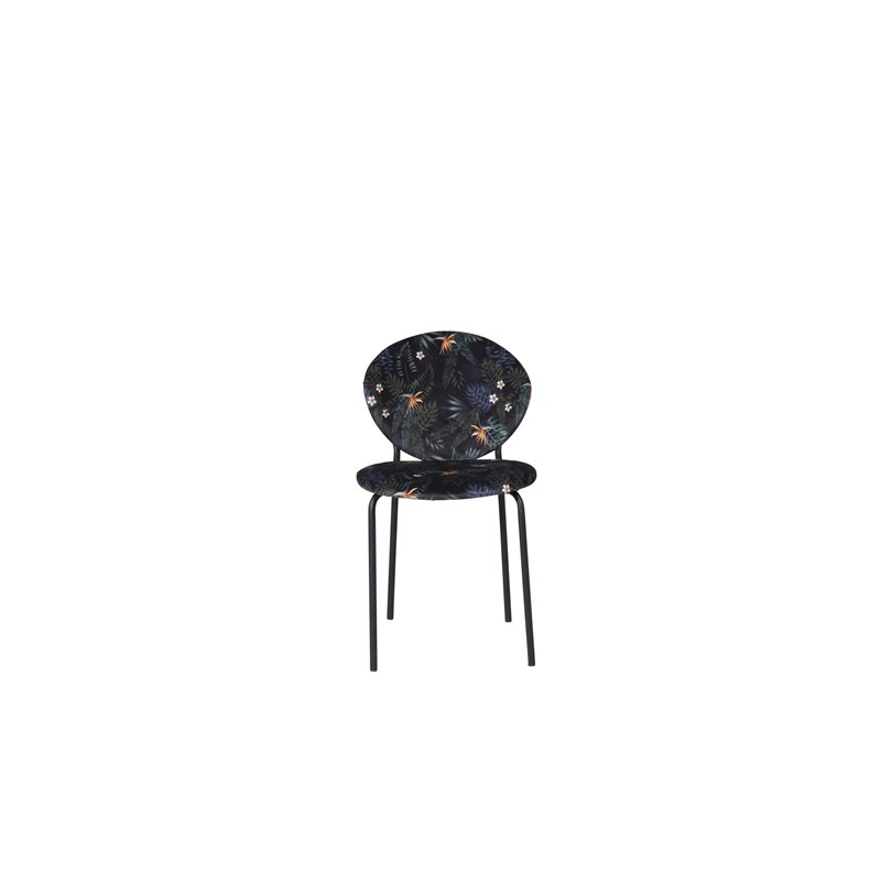 Vault Dining Chair - Brass legs - Black Flower printed fabric