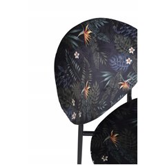 Vault Dining Chair - Messingben - Sort blomst trykt stof
