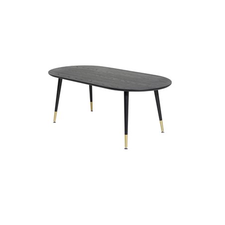 Dipp Sofa Table - Black Veneer - Black Legs w brass dipp