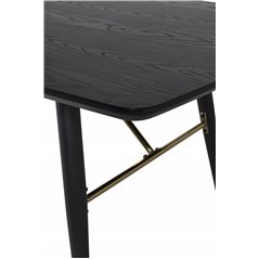 Gold Extention table - 180/220*85*H76 Black Veneer - Black legs - Brass details