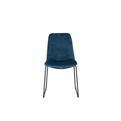 Muce Dining Chair - Black Legs - Blue Velvet