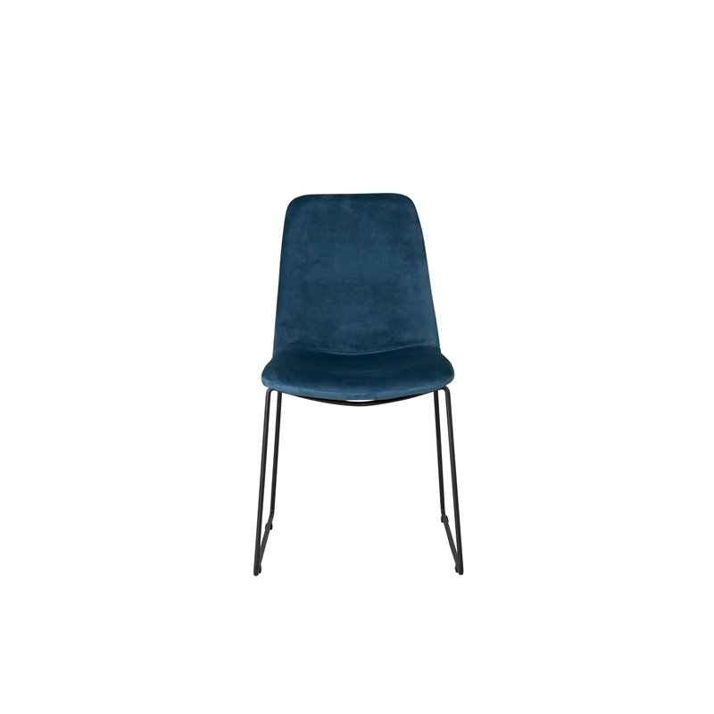 Muce Dining Chair - Black Legs - Blue Velvet