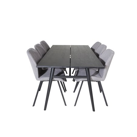Gemma ruokapöydän tuoli - mustat jalat - harmaa kangas
