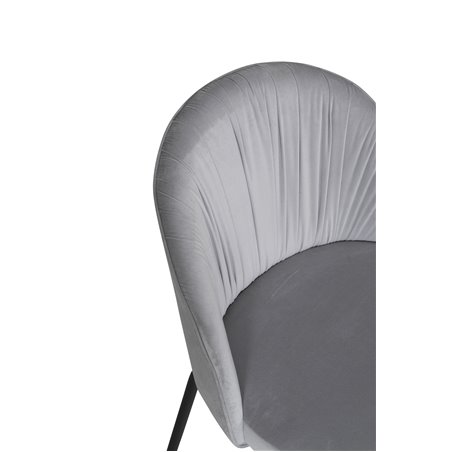 Wrinkles Dining Chair - Black Legs - Grey Velvet