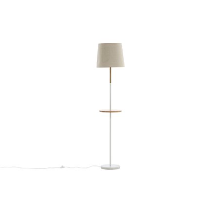 Hattman -Floor Lamp - White / Wood / Marble /Linen