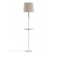 Hattman -Floor Lamp - White / Wood / Marble /Linen