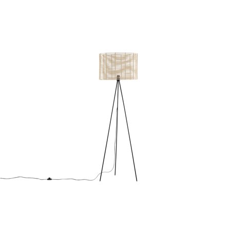 Fence -Floor Lamp - Black/Natural Rattan