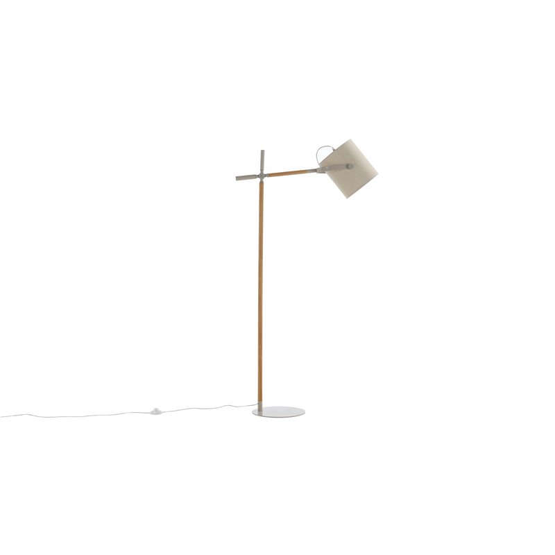 Dennis - Gulvlampe - Beige / Træ / Beige Linned