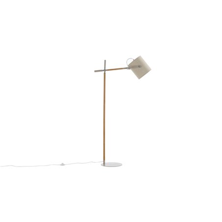 Dennis -Floor Lamp - Beige / Wood/Beige Linen