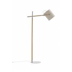 Dennis - Gulvlampe - Beige / Træ / Beige Linned