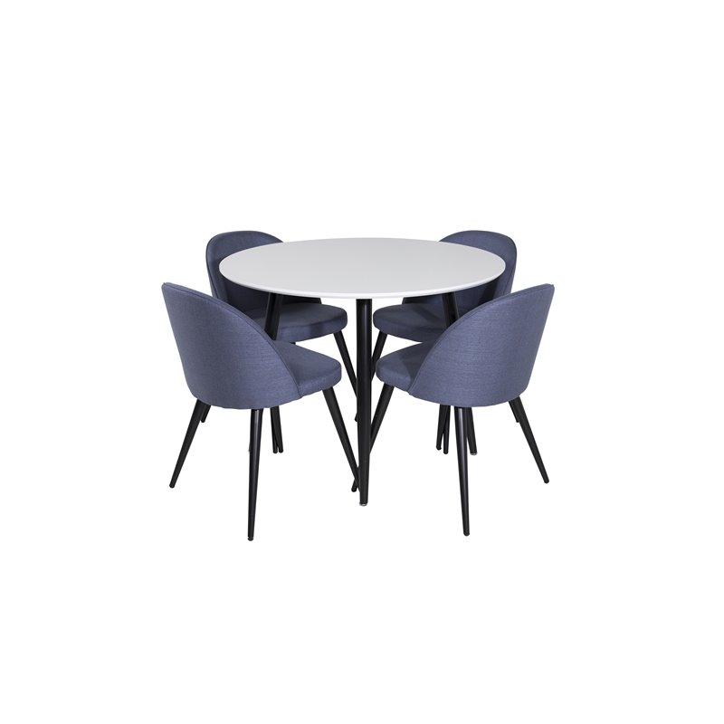 Velvet Dining Chiar - Sorte ben - Blue stof