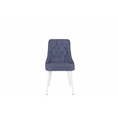 Velvet Deluxe Dining Chair - White Legs - Blue Fabric