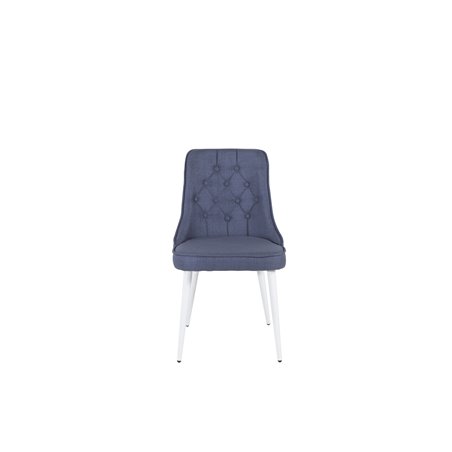 Velvet Deluxe Dining Chair - White Legs - Blue Fabric