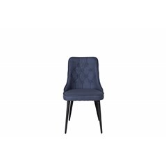 Velvet Deluxe Dining Chair - Black Legs - Blue Fabric