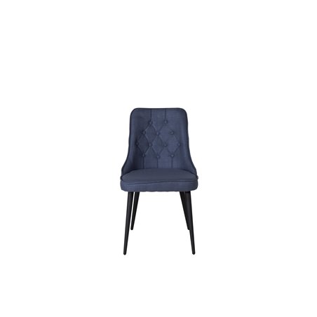 Velvet Deluxe Dining Chair - Black Legs - Blue Fabric
