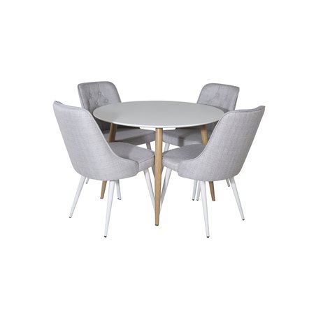 Velvet Deluxe Dining Chair - White Legs - Light Grey Fabric
