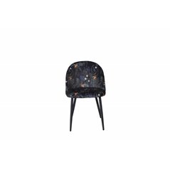 Velvet Dining Chair - Black Flower fabric